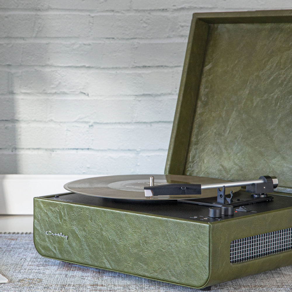 Crosley Mercury Turntable - Green + Bundled Crosley Record Storage Display Stand - SILBERSHELL