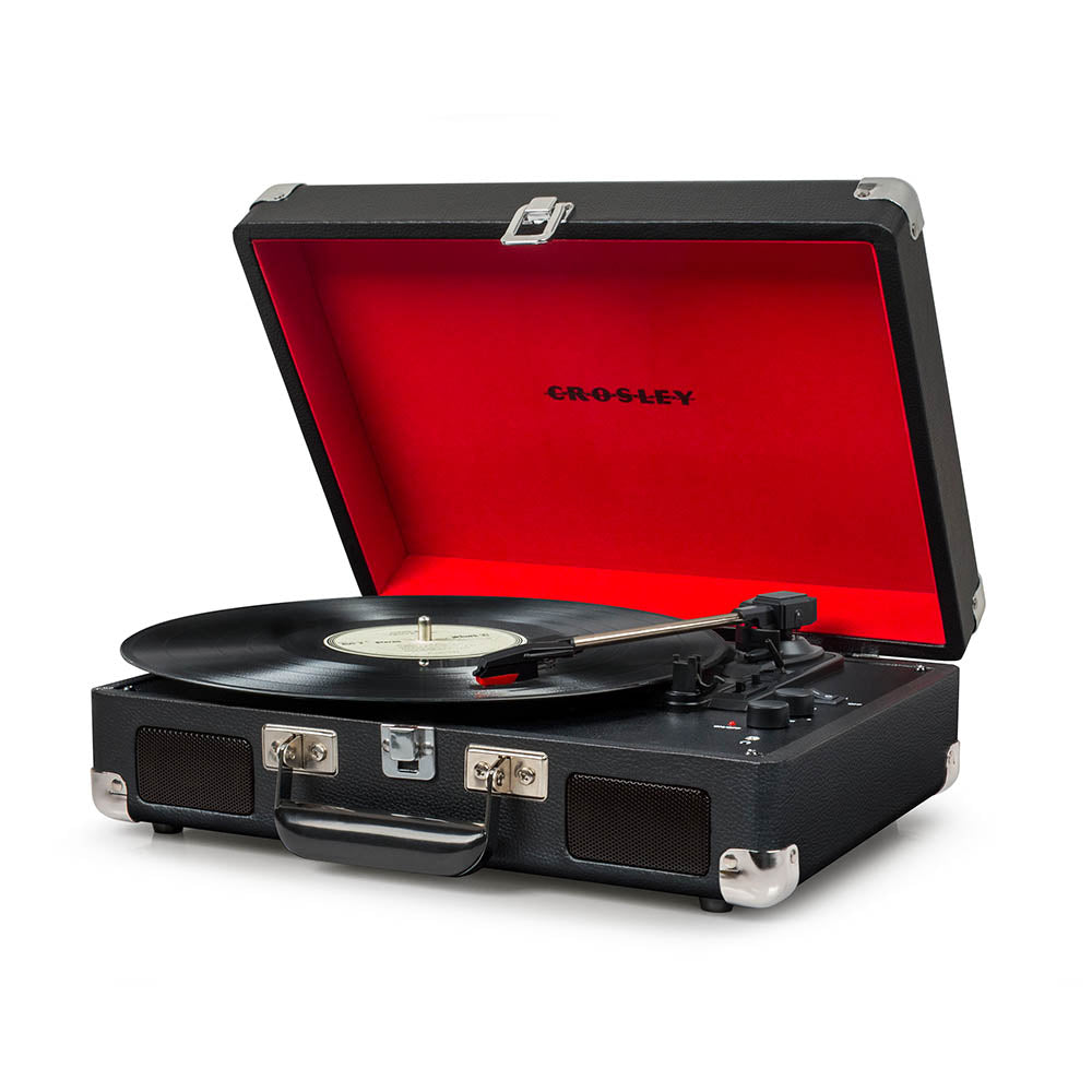 Crosley Cruiser Bluetooth Portable Turntable - Black + Bundled Majority D40 Bluetooth Speakers