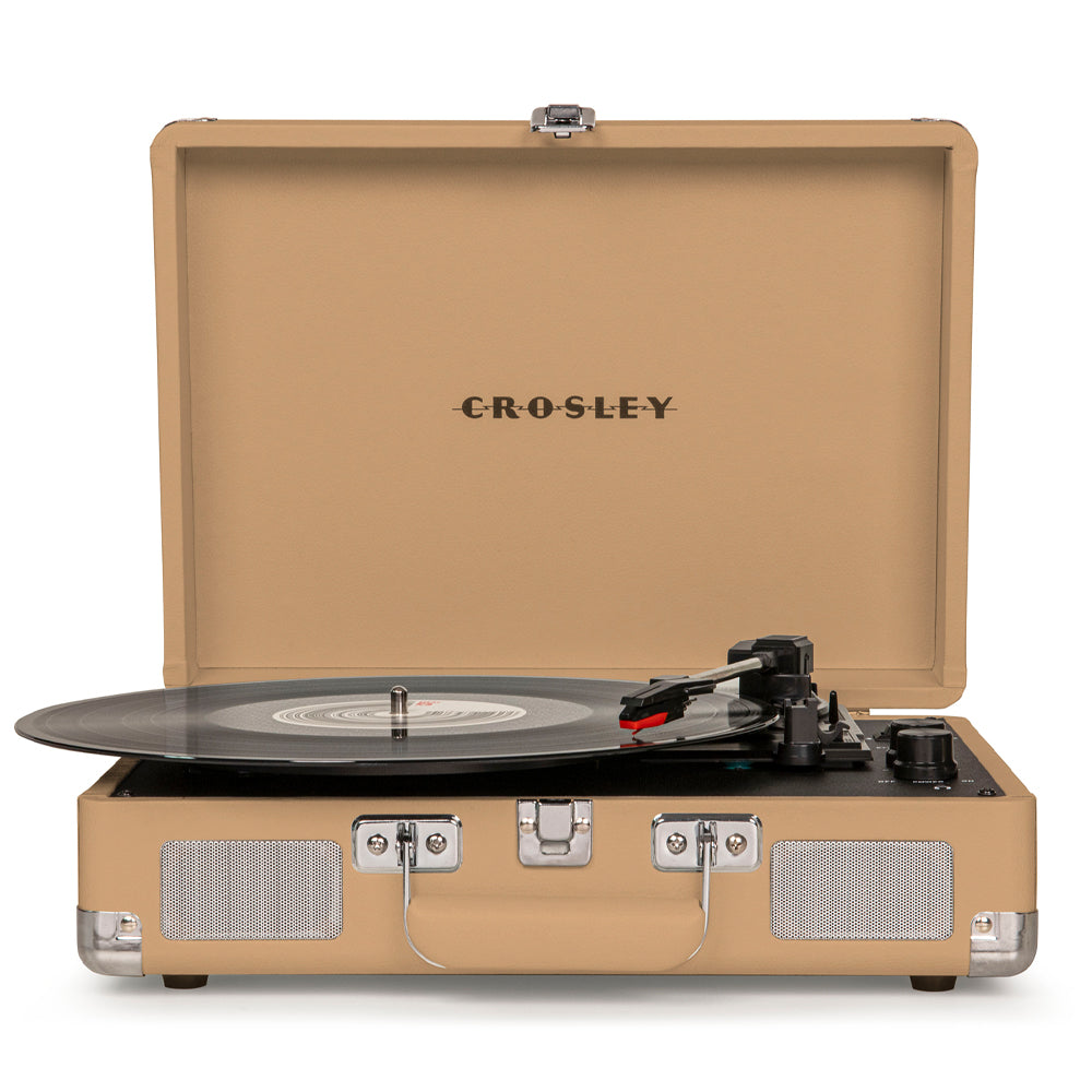 Crosley Cruiser Bluetooth Portable Turntable - Light Tan + Bundled Majority D40 Bluetooth Speakers - Black - SILBERSHELL