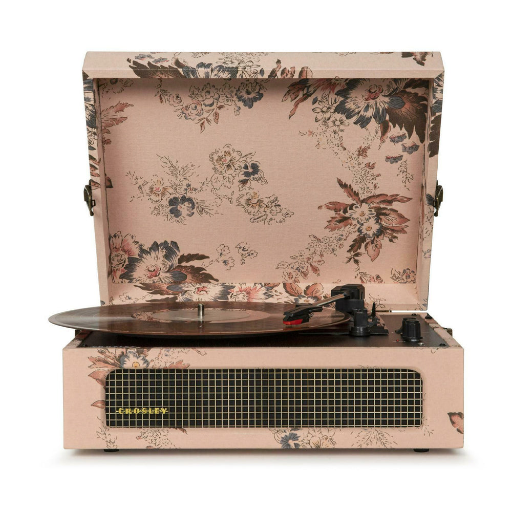 Crosley Voyager Bluetooth Portable Turntable - Floral + Bundled Majority D40 Bluetooth Speakers - Black - SILBERSHELL