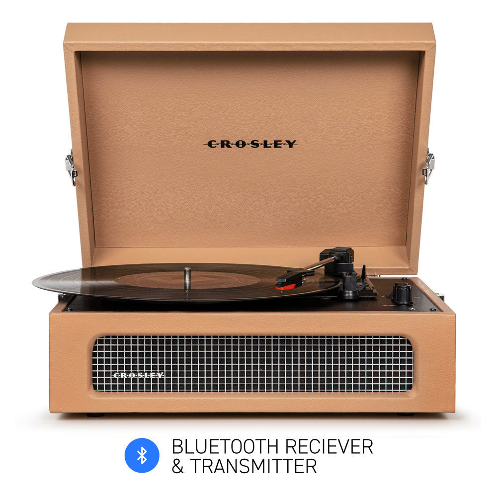 Crosley Voyager Tan - Bluetooth Portable Turntable  & Record Storage Crate - SILBERSHELL