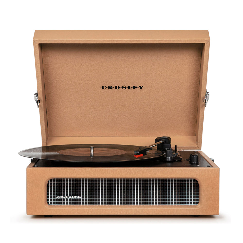 Crosley Voyager Bluetooth Portable Turntable - Tan + Bundled Crosley Record Storage Display Stand - SILBERSHELL