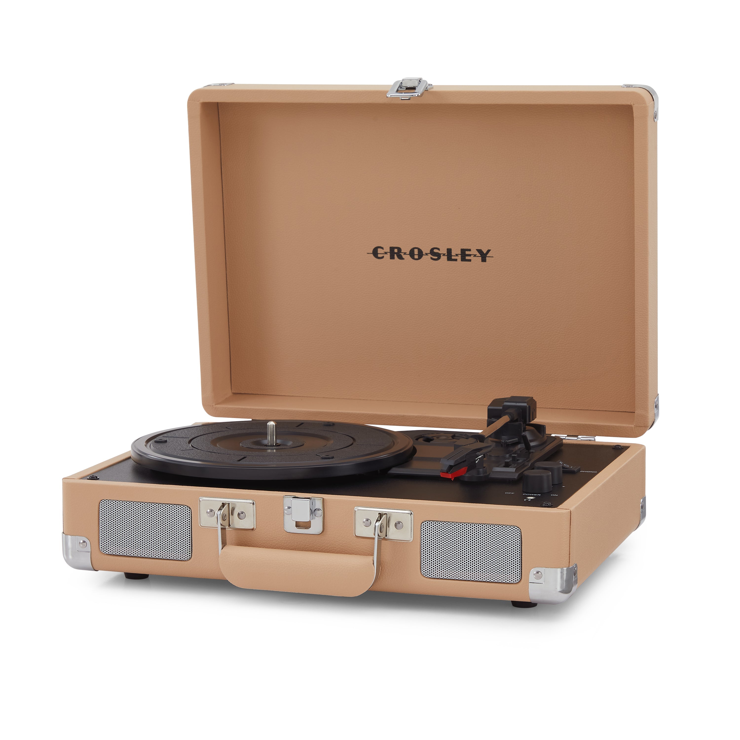 Crosley Cruiser Bluetooth Portable Turntable - Light Tan + Crosley SOHO Stand Bundle - SILBERSHELL