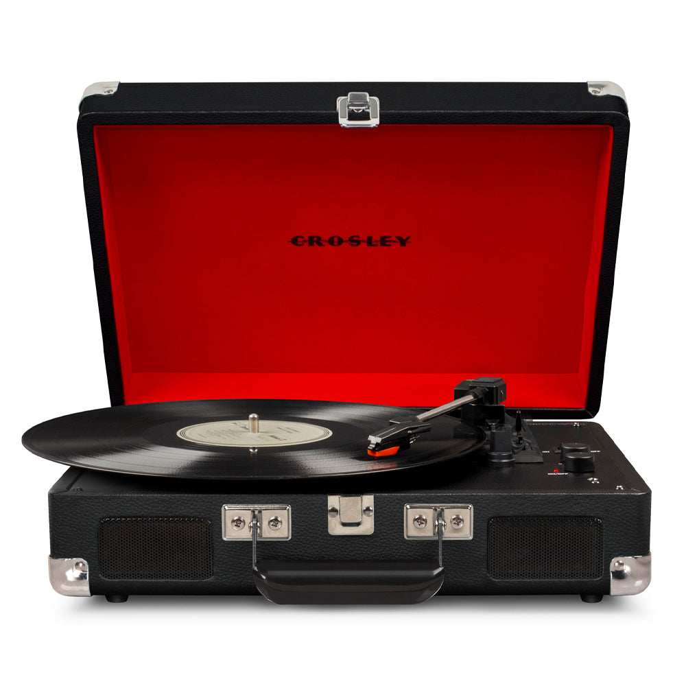 Crosley Cruiser Bluetooth Portable Turntable + Entertainment Stand Bundle - Black - SILBERSHELL