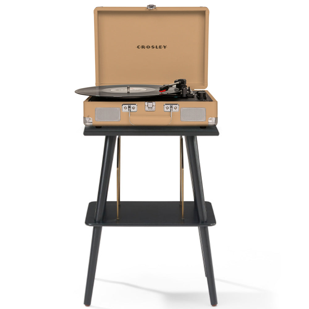 Crosley Cruiser Bluetooth Portable Turntable + Entertainment Stand Bundle - Light Tan - SILBERSHELL