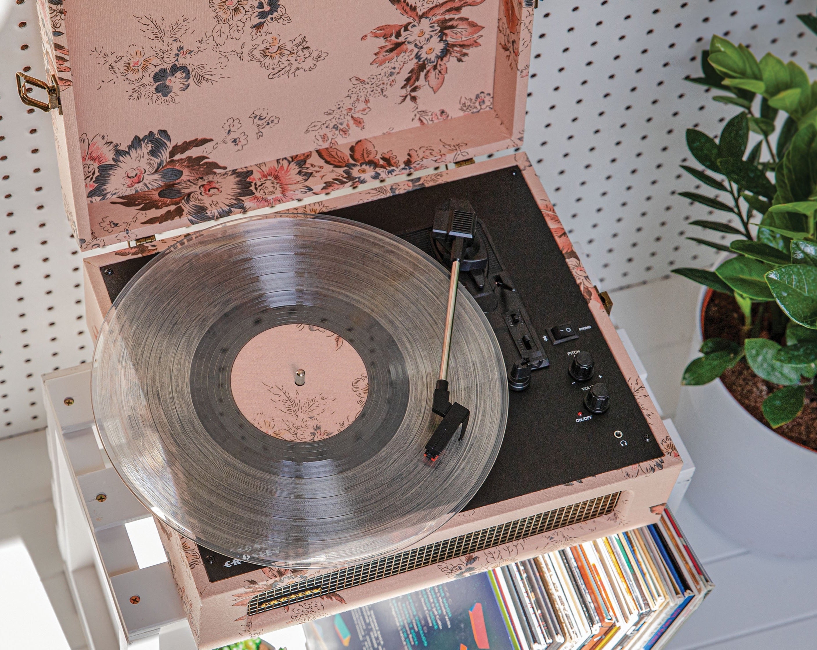 Crosley Voyager Floral - Bluetooth Portable Turntable - SILBERSHELL