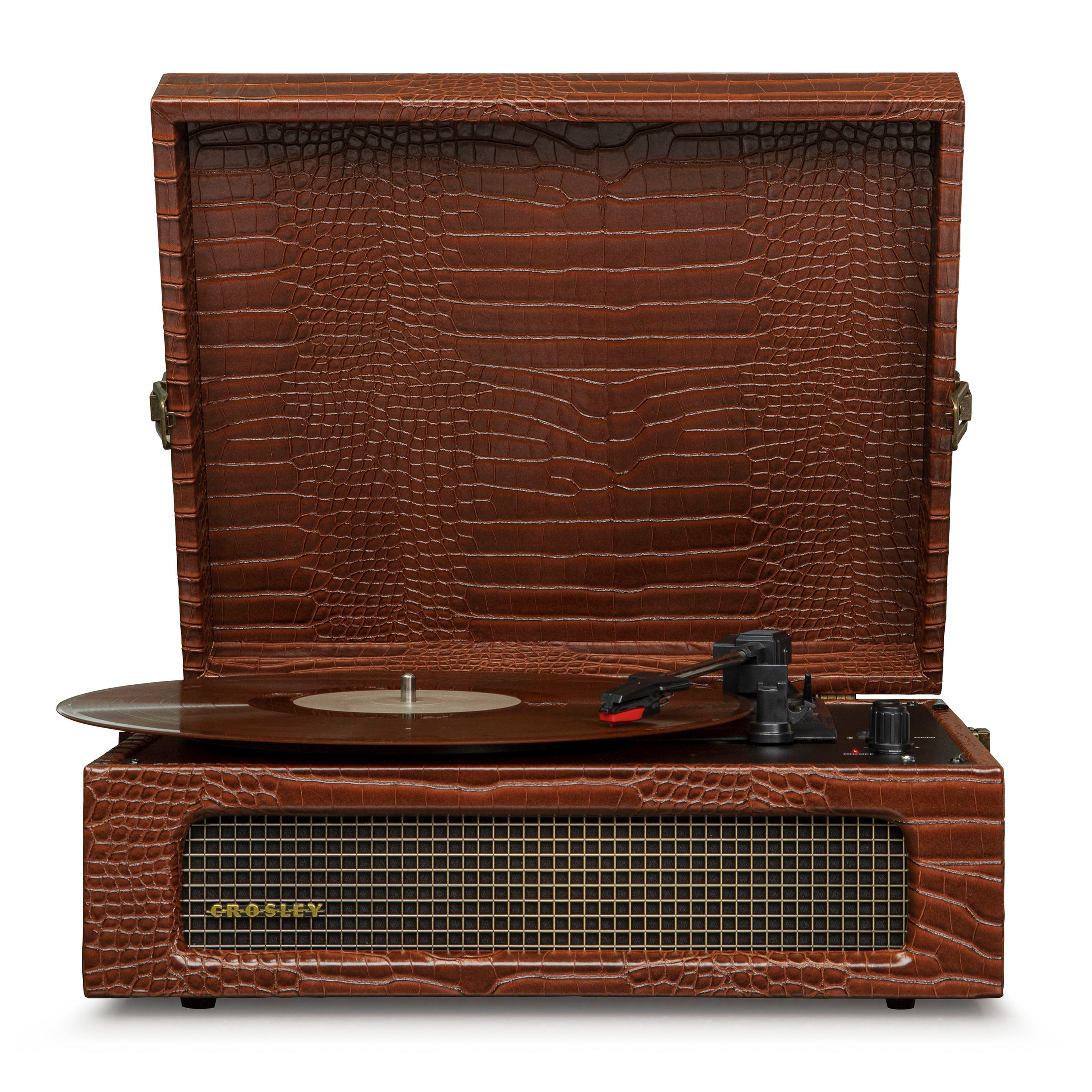 Crosley Voyager Bluetooth Portable Turntable + Crosley SOHO Stand Bundle - Brown Croc