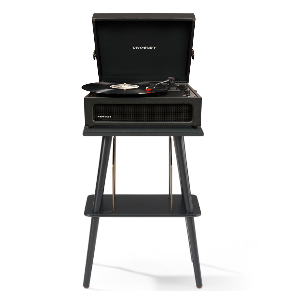 Crosley Voyager Bluetooth Portable Turntable + Entertainment Stand Bundle - Black