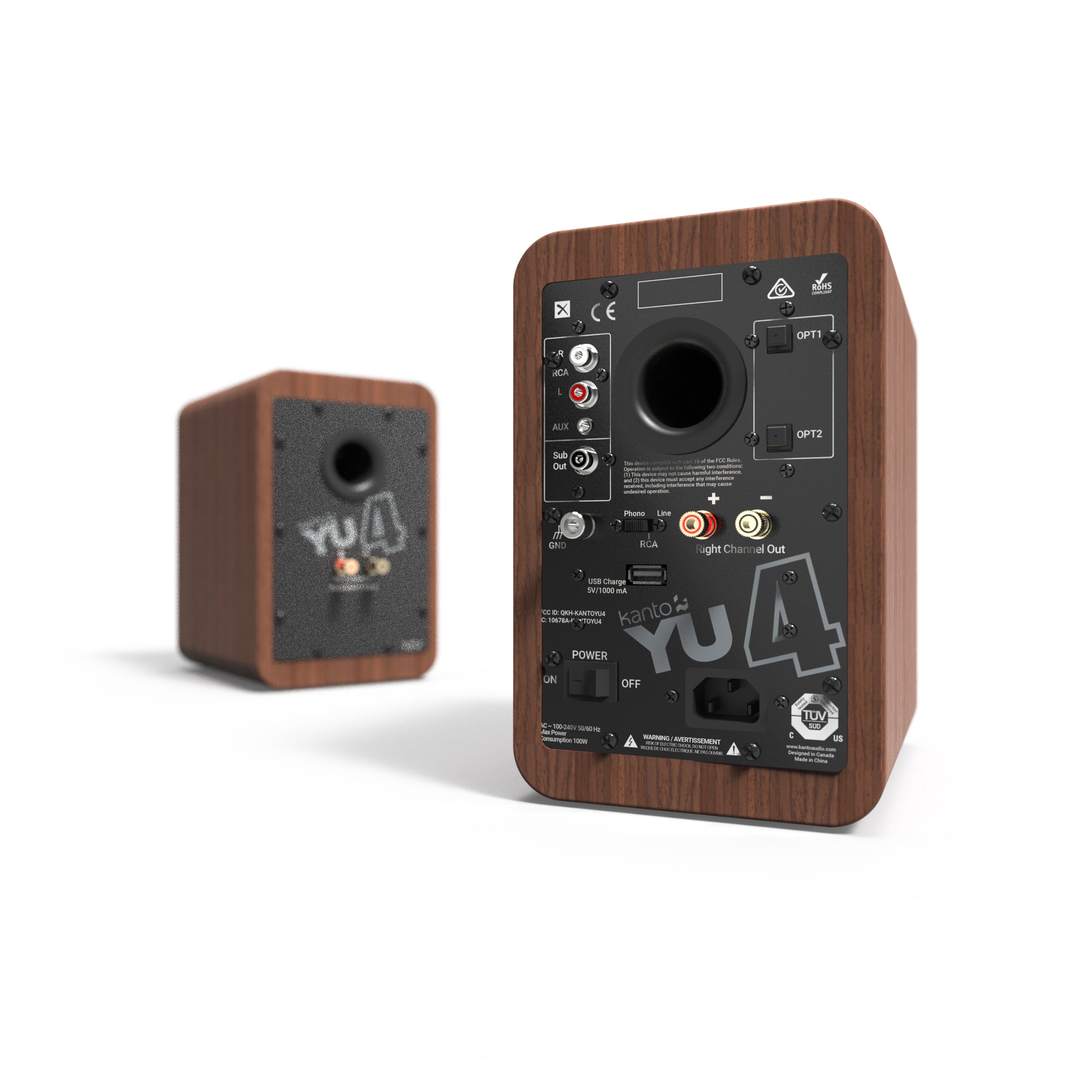 Kanto YU4 140W Powered Bookshelf Speakers with Bluetooth® and Phono Preamp - Pair, Walnut - SILBERSHELL