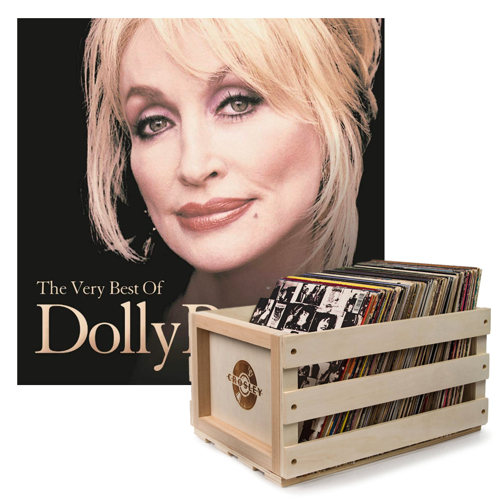 Crosley Record Storage Crate Dolly Parton The Very Best Of Dolly Parton Vinyl Album Bundle - SILBERSHELL