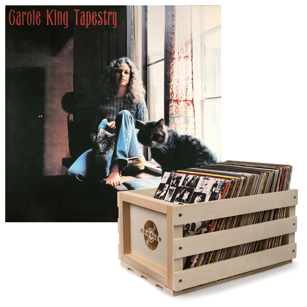 Crosley Record Storage Crate & Carole King Tapestry Vinyl Album Bundle - SILBERSHELL