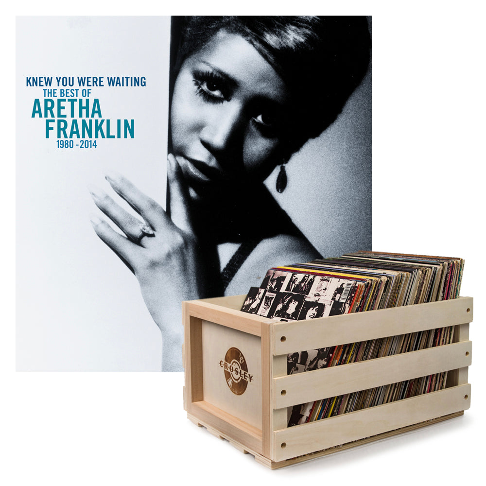 Crosley Record Storage Crate Aretha Franklin Knew You Were Waiting: the Best Of Aretha Franklin 1980-2014 Vinyl Album Bundle - SILBERSHELL