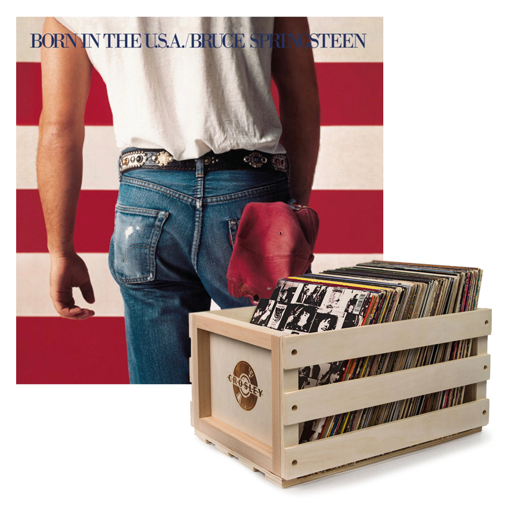 Crosley Record Storage Crate Bruce Springsteen Born In The U.S.A Vinyl Album Bundle - SILBERSHELL