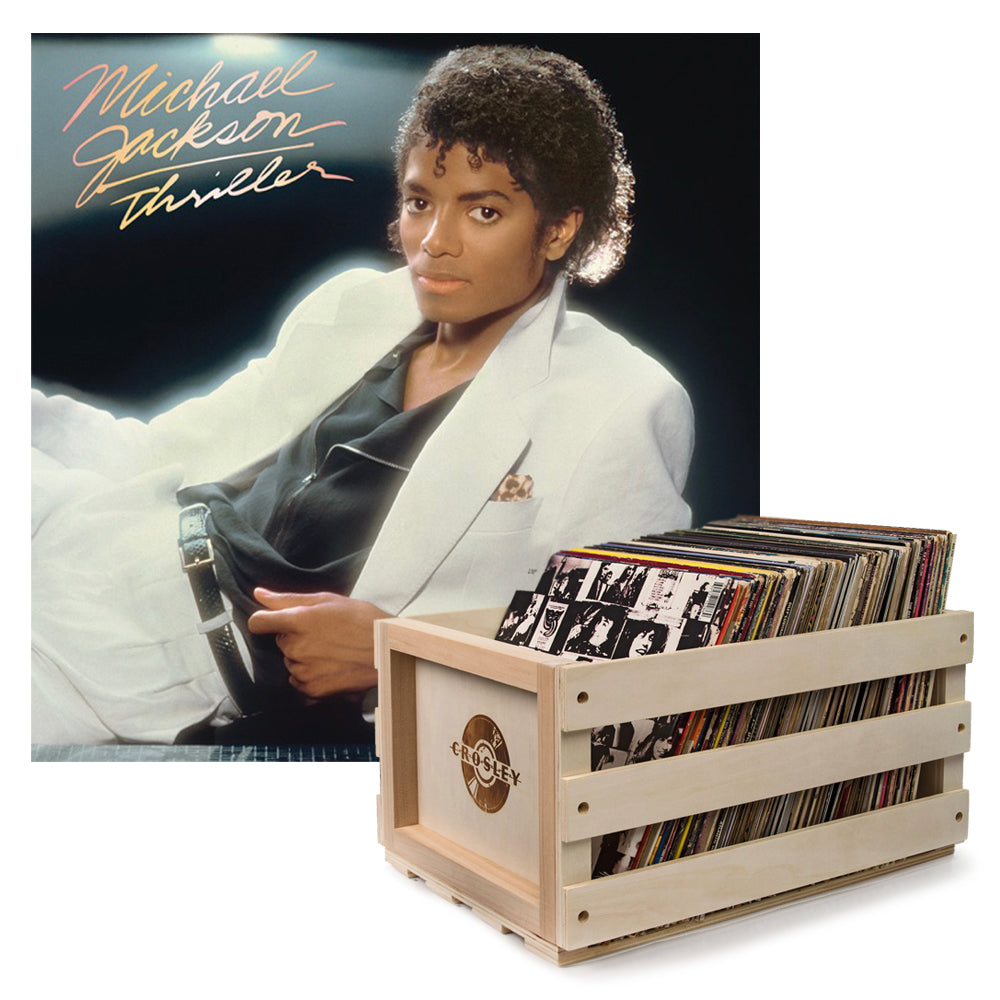 Crosley Record Storage Crate Michael Jackson Thriller Vinyl Album Bundle - SILBERSHELL