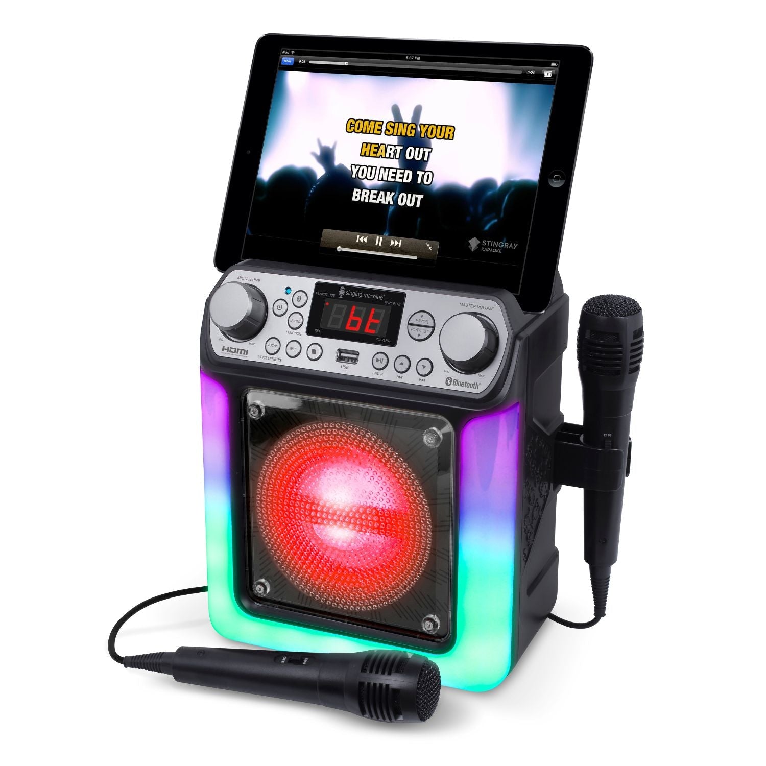 Singing Machine HDMI Groove Mini Portable Karaoke System with Bluetooth and Voice Changing Effects - SILBERSHELL