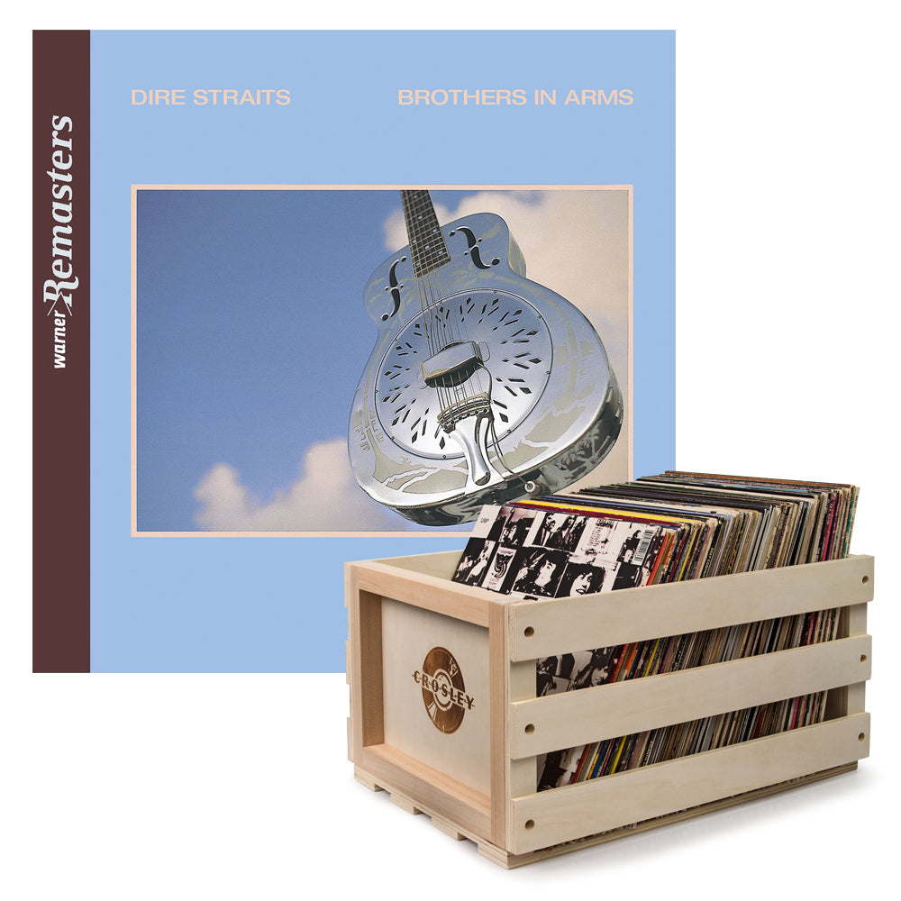 Crosley Record Storage Crate &  Dire Straits Brothers In Arms - Double Vinyl Album Bundle - SILBERSHELL