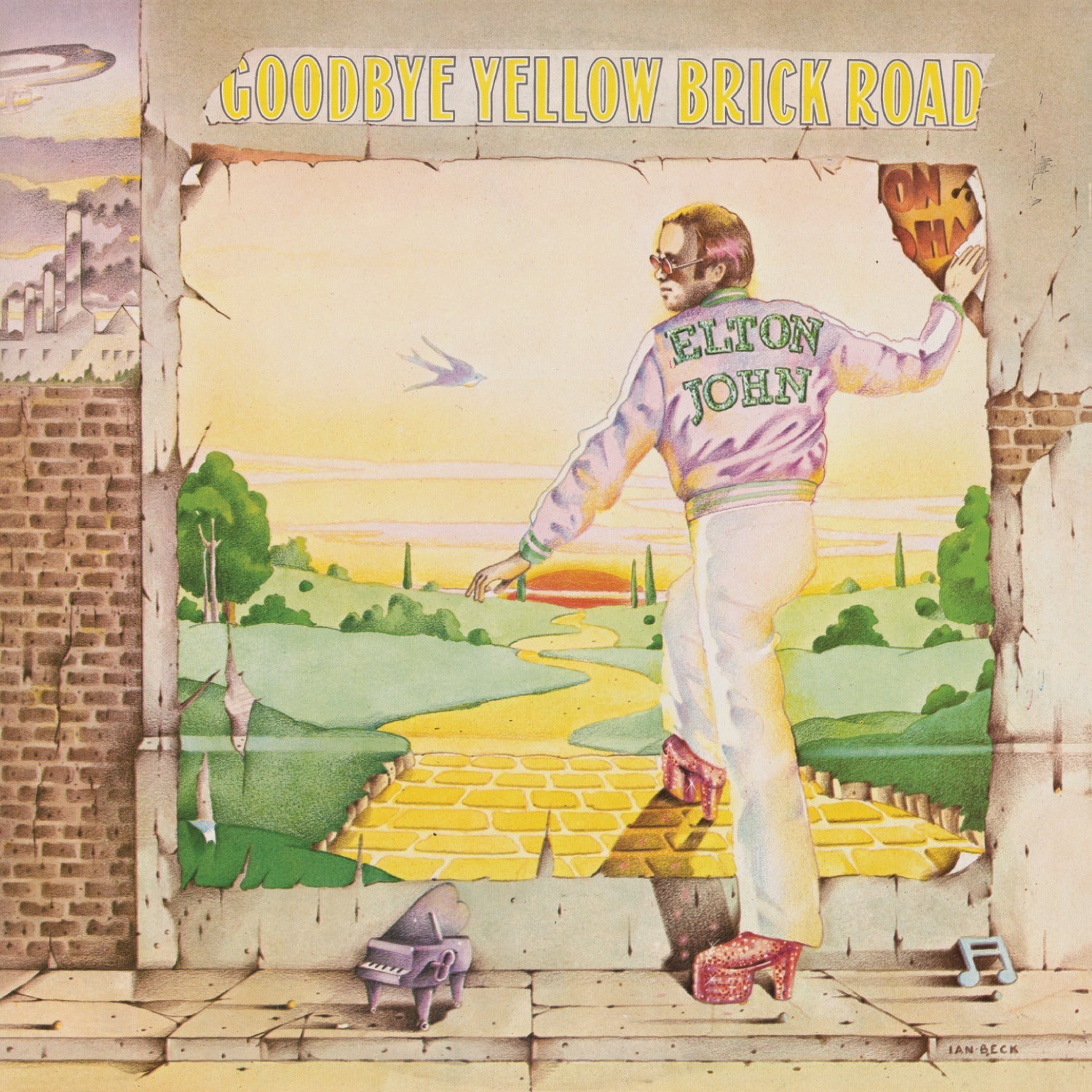 Crosley Record Storage Crate & Elton John Goodbye Yellow Brick Road - Double Vinyl Album Bundle - SILBERSHELL