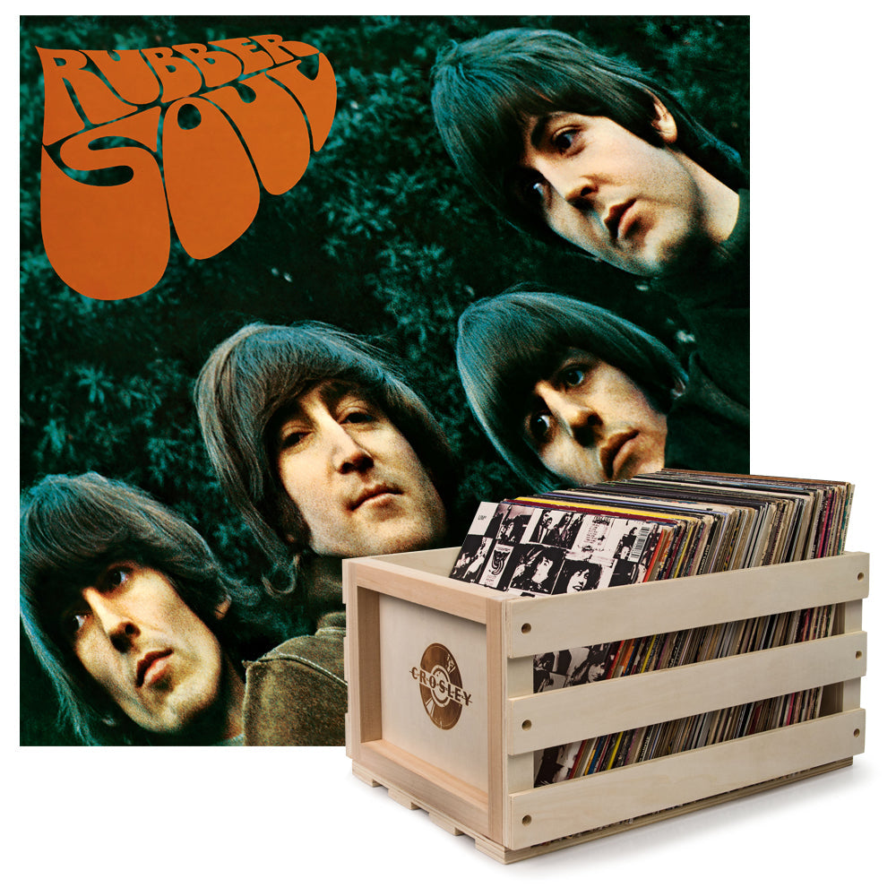 Crosley Record Storage Crate &  The Beatles Rubber Soul - Vinyl Album Bundle - SILBERSHELL
