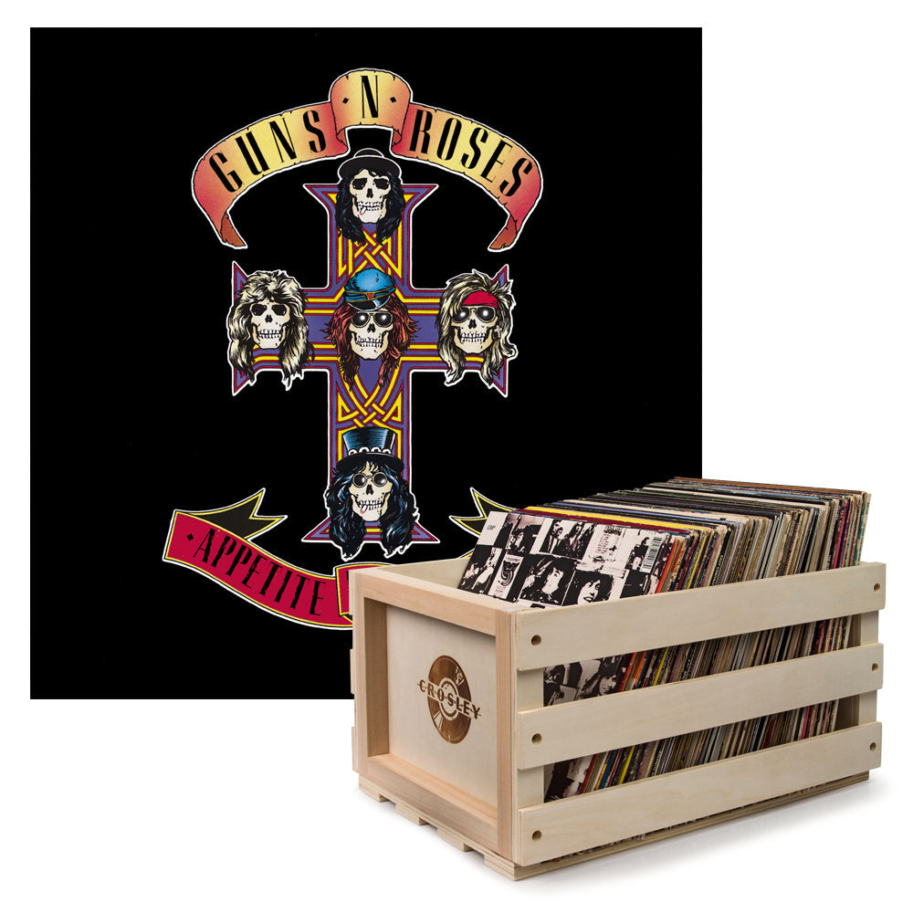 Crosley Record Storage Crate & Guns & Roses Appetite For Destruction - Vinyl Album Bundle - SILBERSHELL