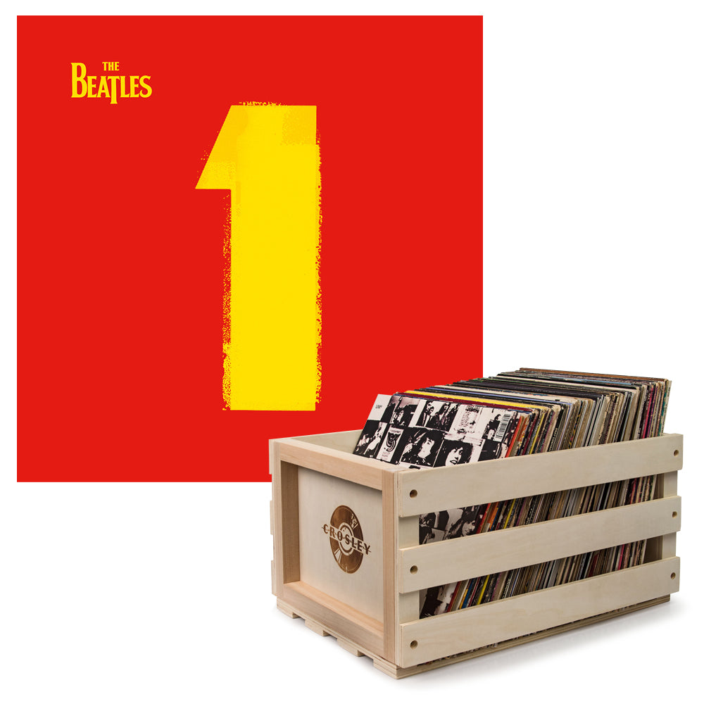 Crosley Record Storage Crate & The Beatles - 1 - Double Vinyl Album Bundle - SILBERSHELL