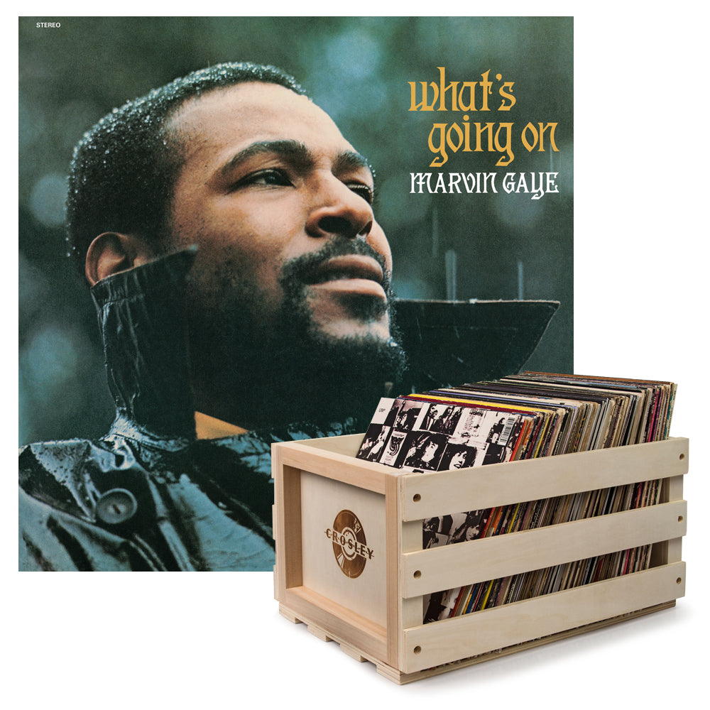 Crosley Record Storage Crate &  Marvin Gaye What'S Going On - Vinyl Album Bundle - SILBERSHELL