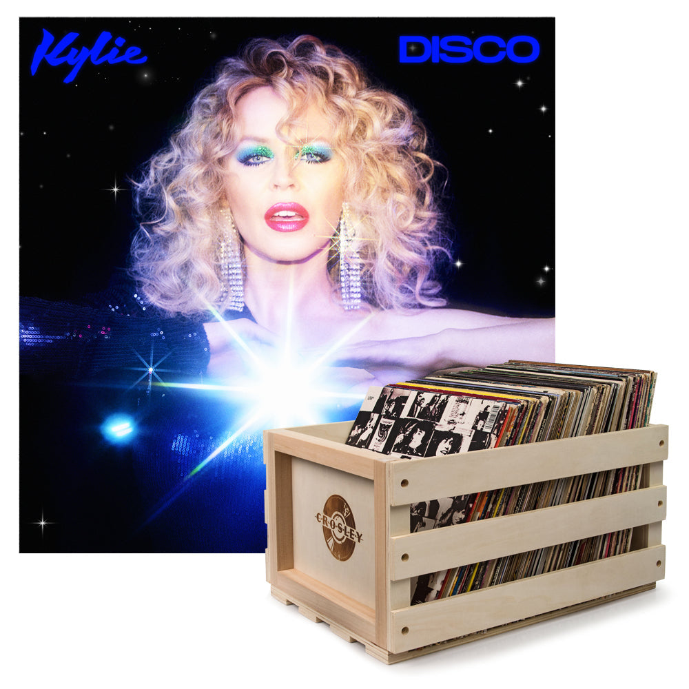 Crosley Record Storage Crate &  Kylie Disco - Black Vinyl Album Bundle - SILBERSHELL