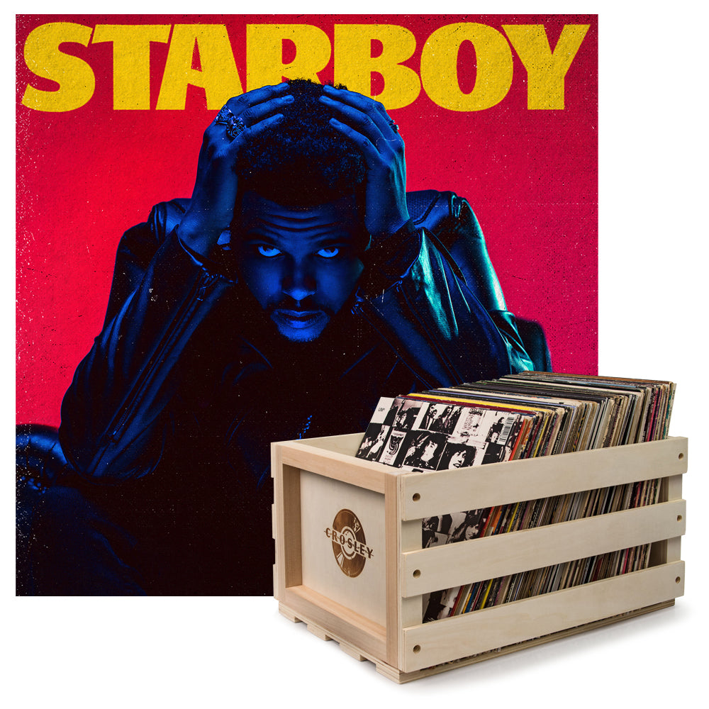 Crosley Record Storage Crate & The Weeknd Starboy - Double Vinyl Album Bundle - SILBERSHELL