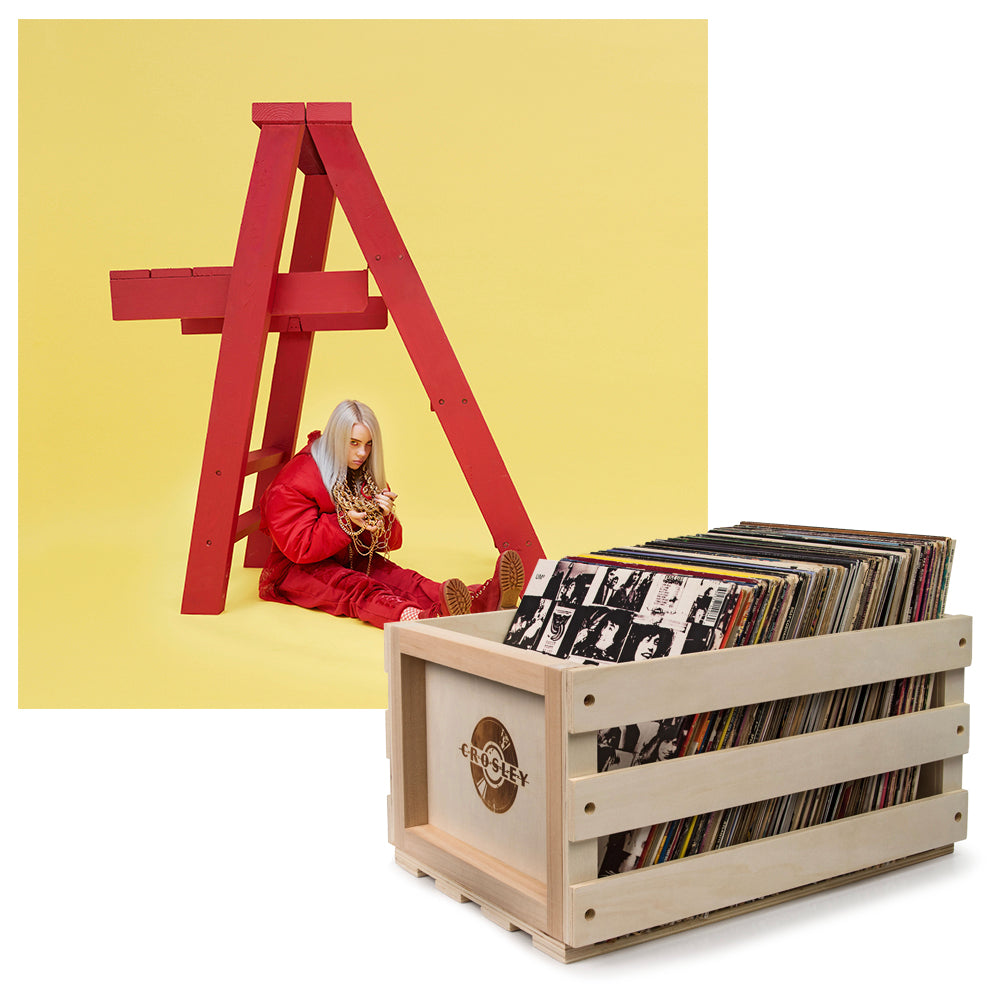 Crosley Record Storage Crate & Billie Eilish - Don'T Smile At Me - Vinyl Album Bundle - SILBERSHELL