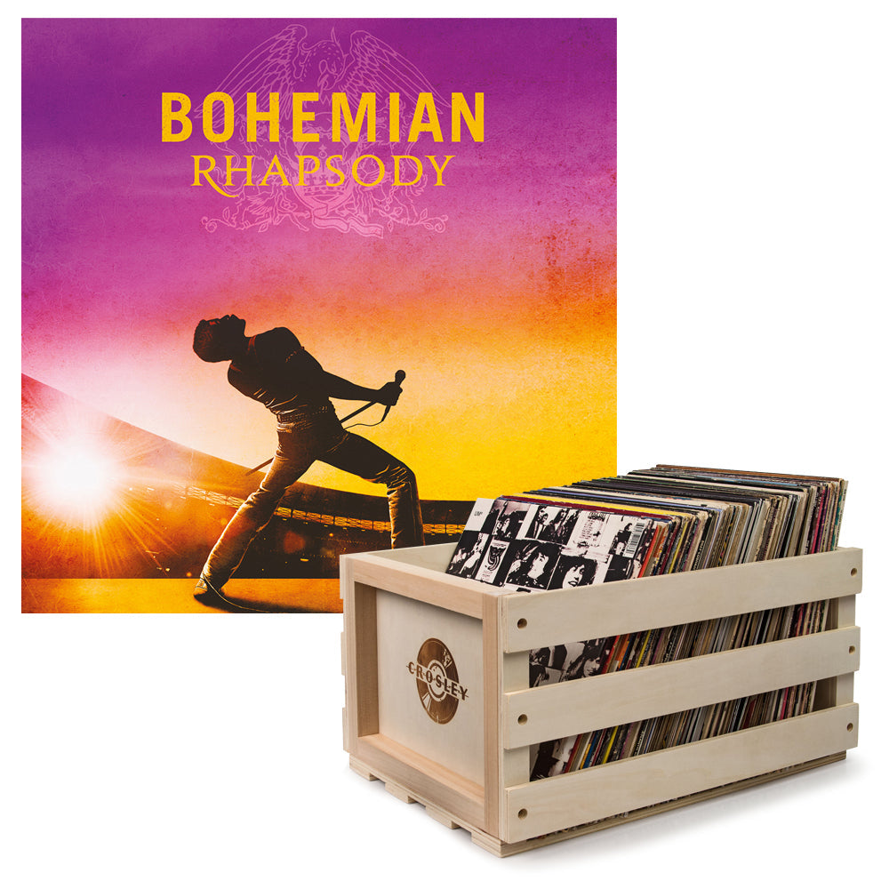 Crosley Record Storage Crate & Queen - Bohmian Rhapsody - Double Vinyl Album Bundle - SILBERSHELL