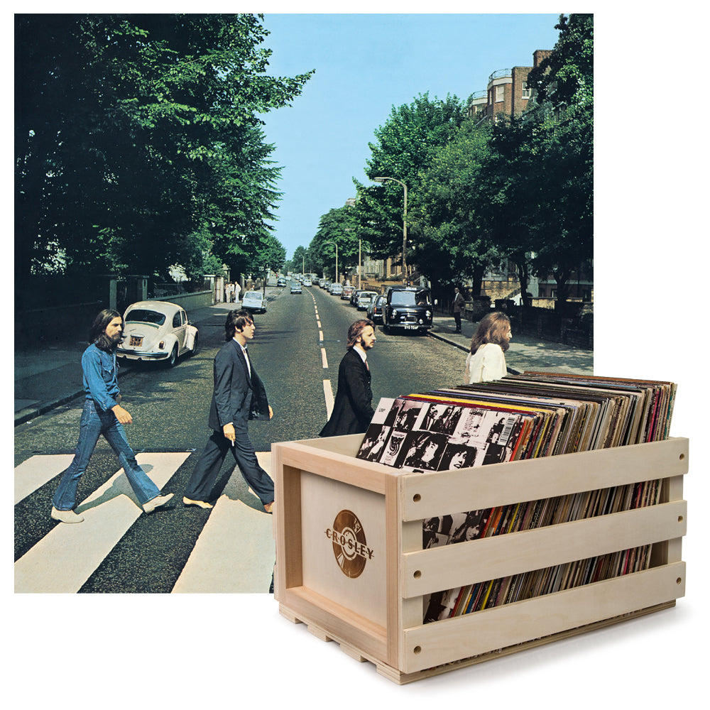 Crosley Record Storage Crate & The Beatles Abbey Road - Vinyl Album Bundle - SILBERSHELL
