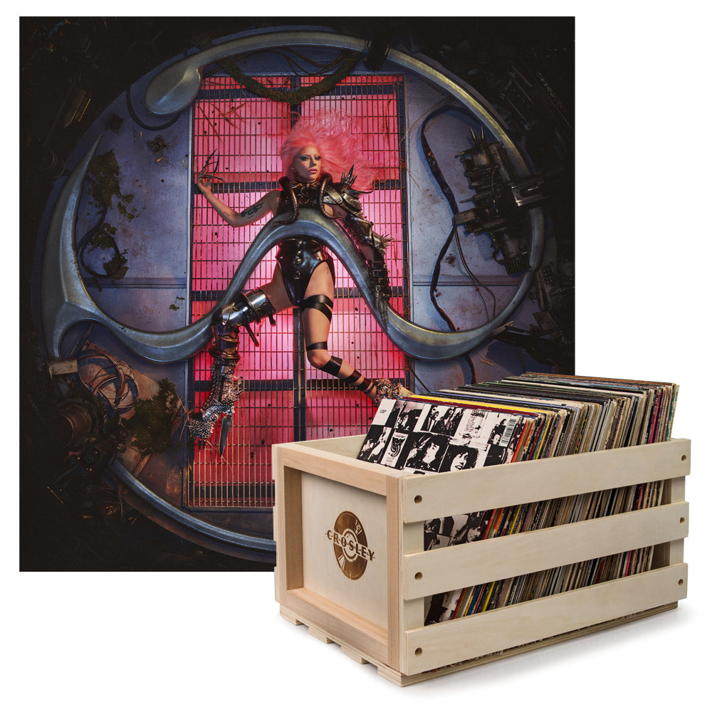 Crosley Record Storage Crate & Lady Gaga Chromatica - Vinyl Album Bundle - SILBERSHELL