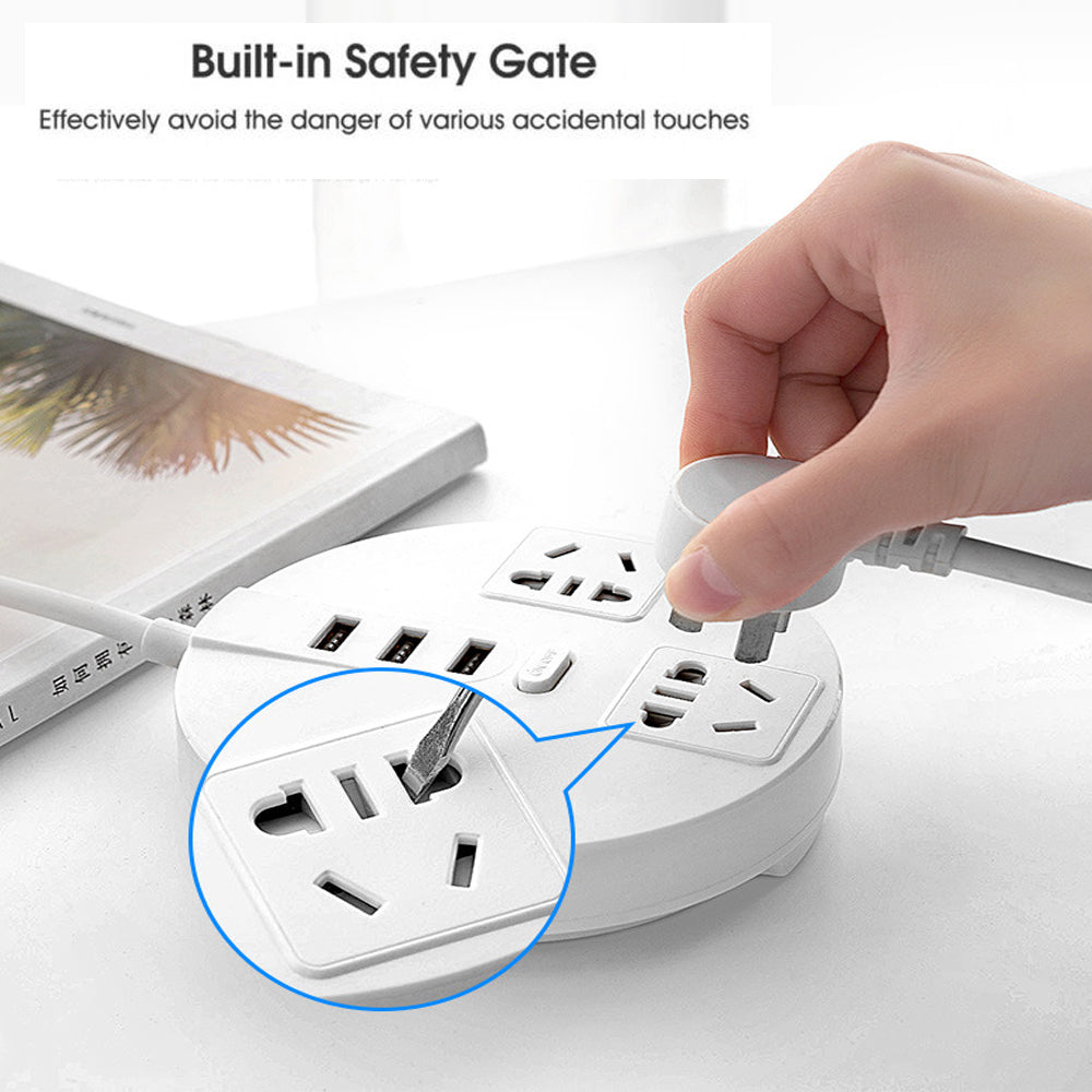 1.8 Metre Power Board with 4 Socket & 4 USB Charging Charger Ports - SILBERSHELL