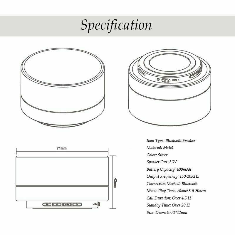 Bluetooth Speakers Portable Wireless Speaker Music Stereo Handsfree Rechargeable (Silver) - SILBERSHELL