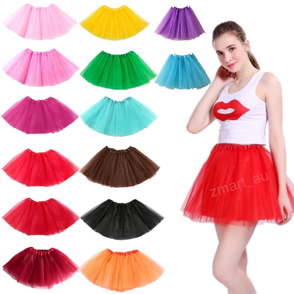 New Adults Tulle Tutu Skirt Dressup Party Costume Ballet Womens Girls Dance Wear, Pink, Kids