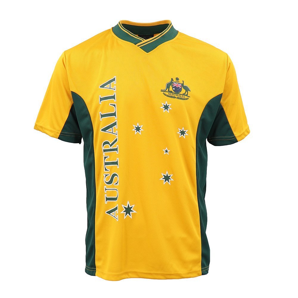 Adults Kids Men's Sports Soccer Rugby Jersy T Shirt Australia Day Polo Souvenir, Gold, 2XL