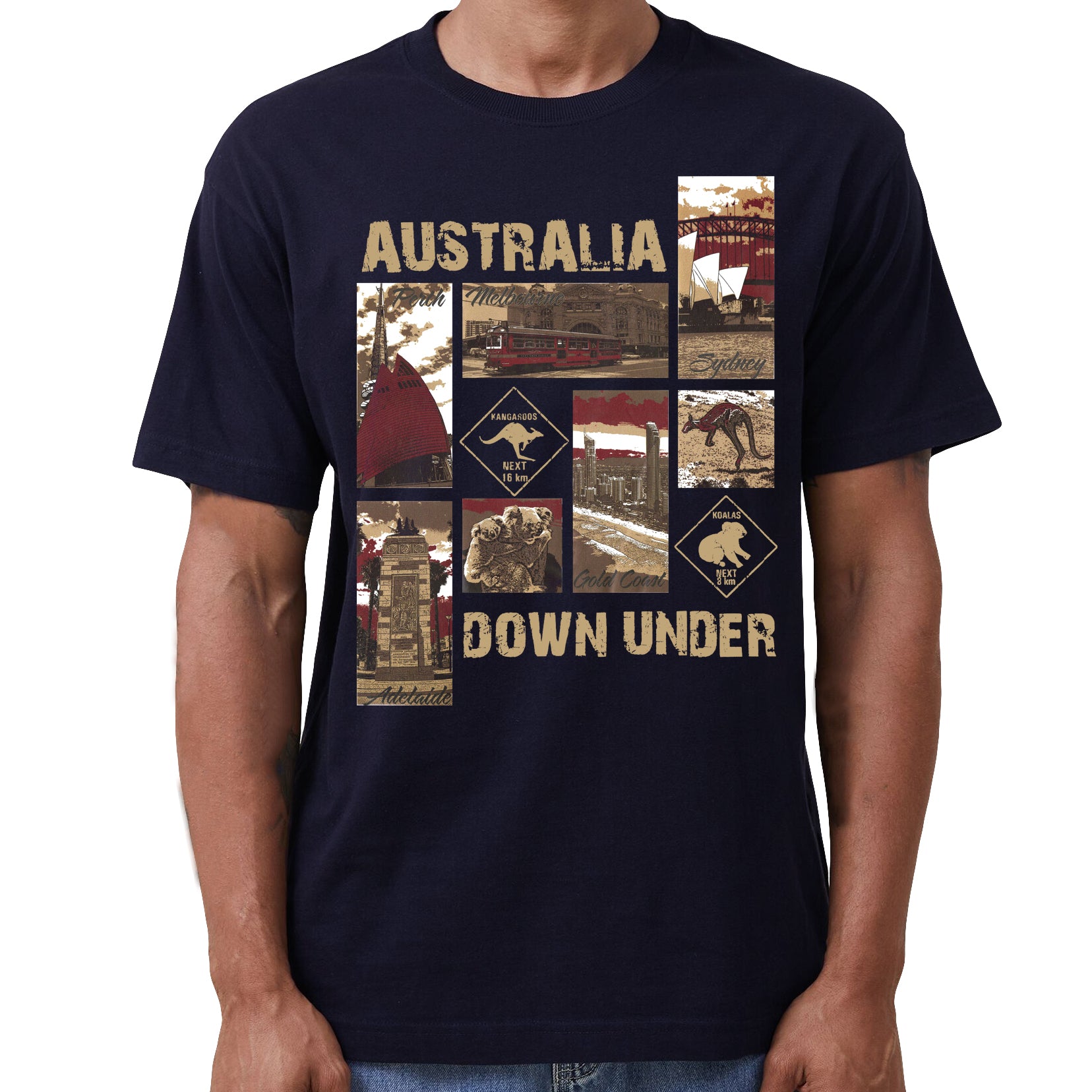 100% Cotton Australia Down Under Souvenir T-Shirt Unisex Adult Iconic Tee Top, White, 3XL