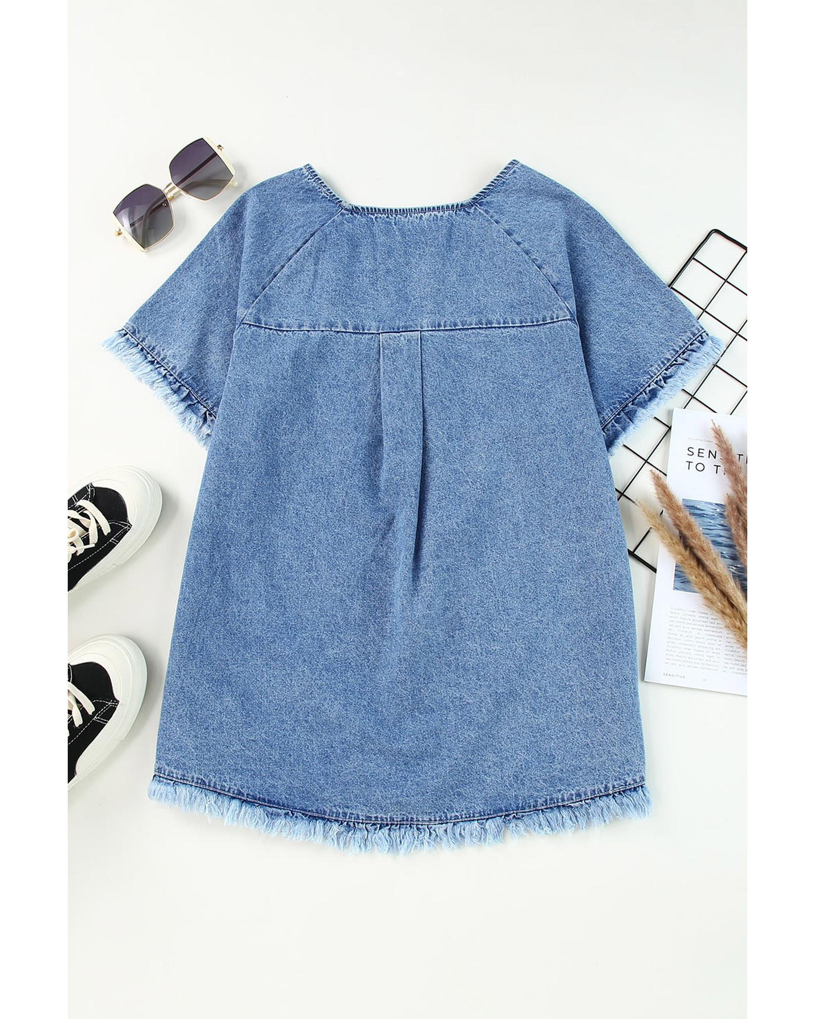 Azura Exchange Raw Edge Denim Top - XL