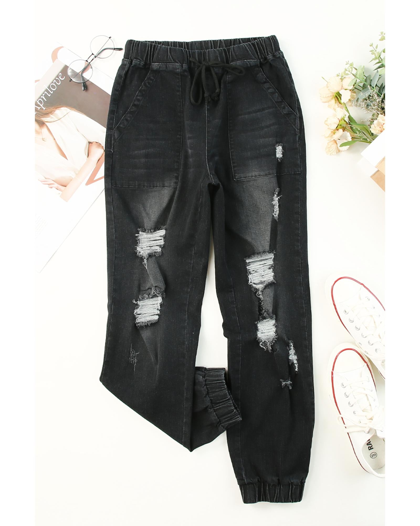 Azura Exchange Distressed Denim Jean with Pockets - 10 US