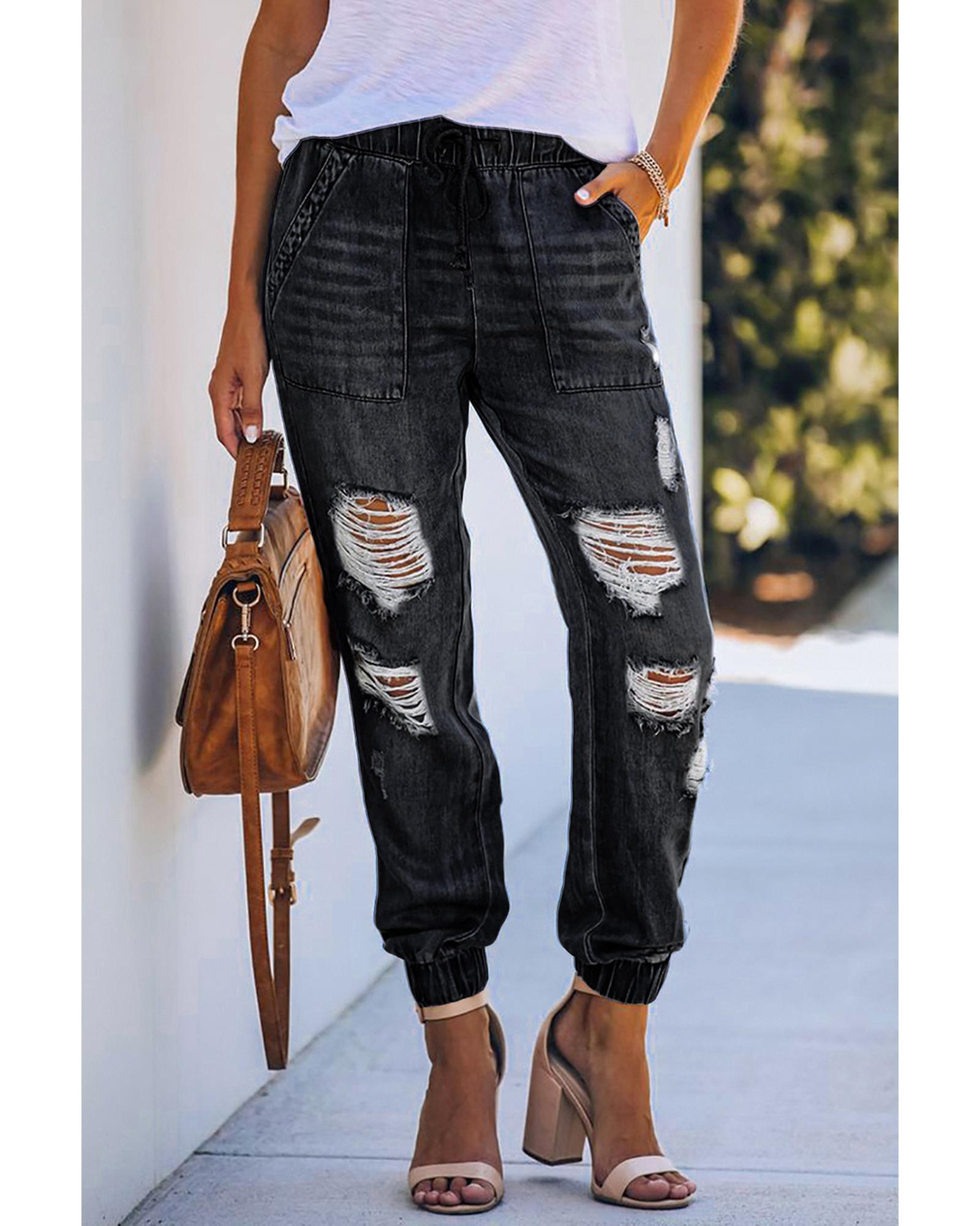 Azura Exchange Distressed Denim Jean with Pockets - 18 US