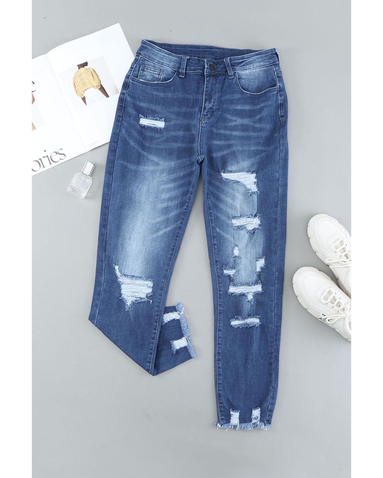 Azura Exchange Distressed Boyfriend Denim Pants - M