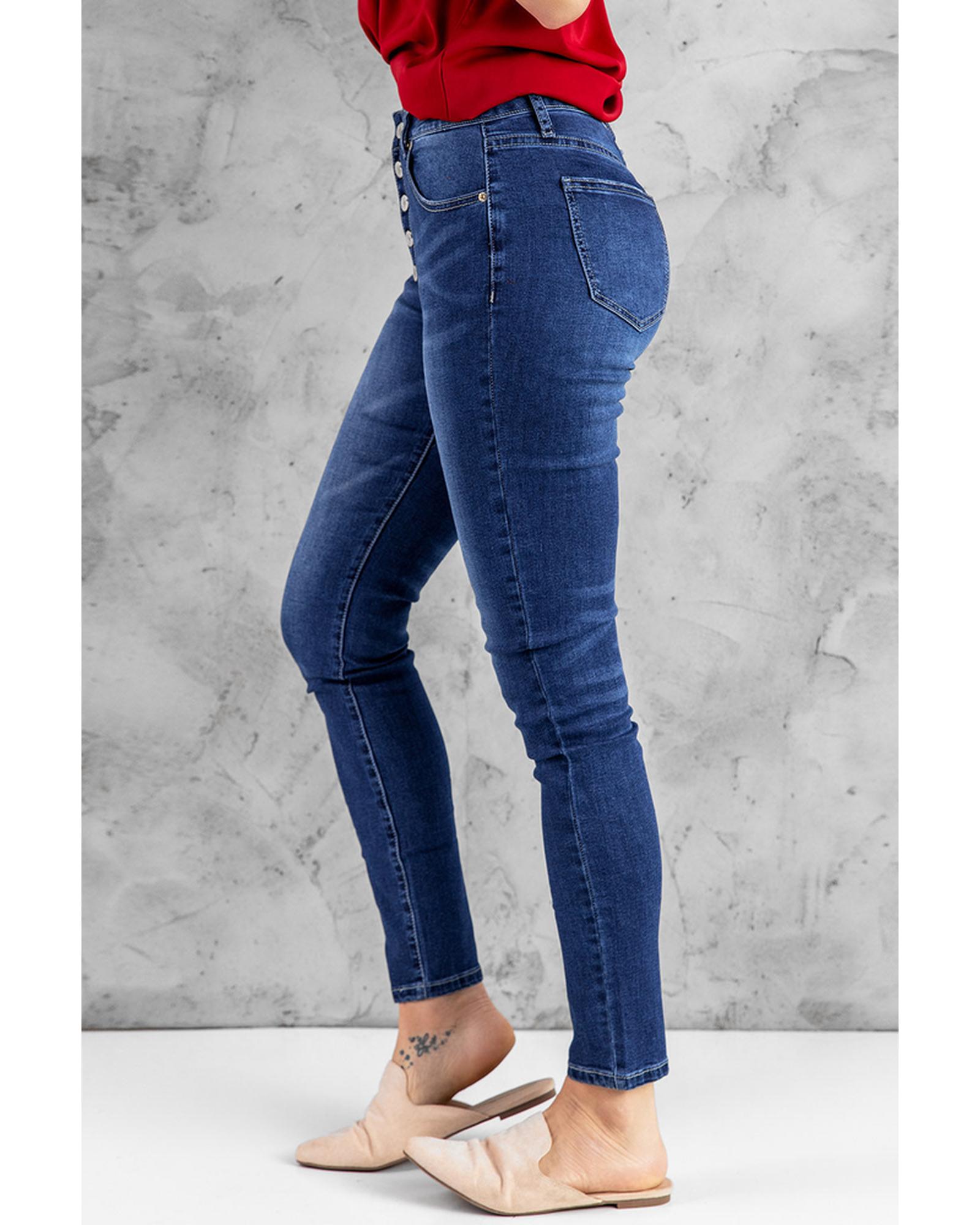 Azura Exchange Button Fly High Rise Skinny Jeans - M