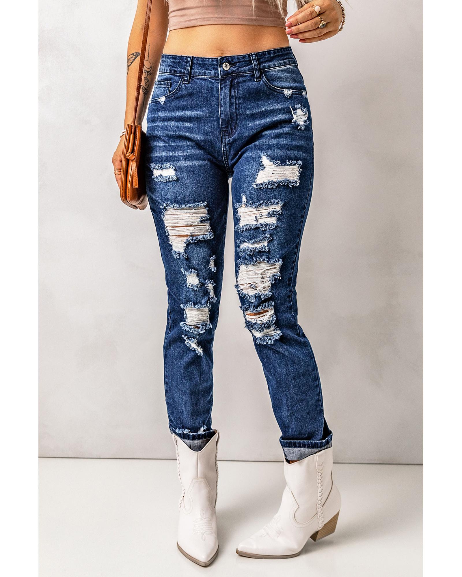 Azura Exchange High Waist Distressed Skinny Jeans - XL