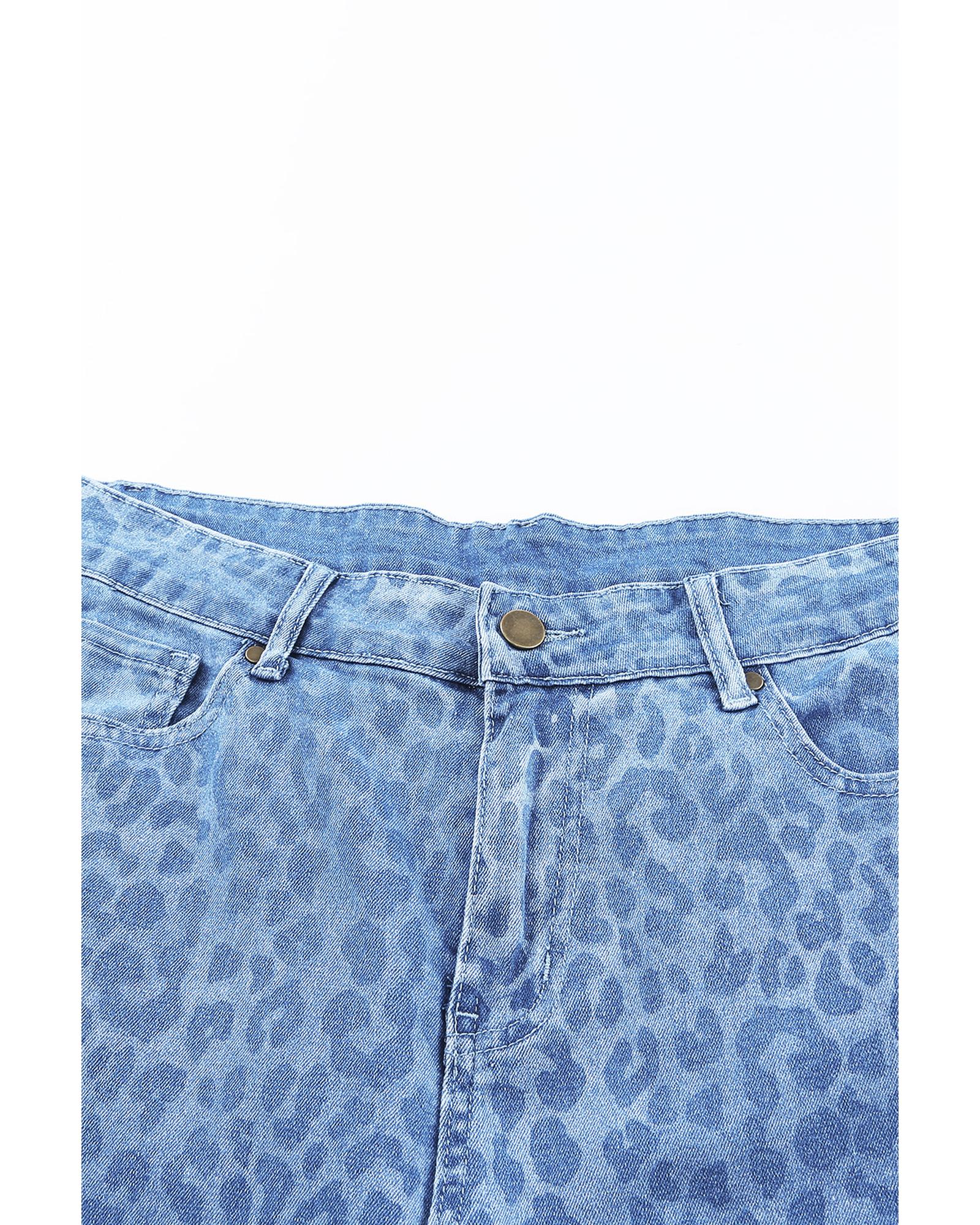 Azura Exchange Leopard Print High Waist Flare Jeans - 6 US