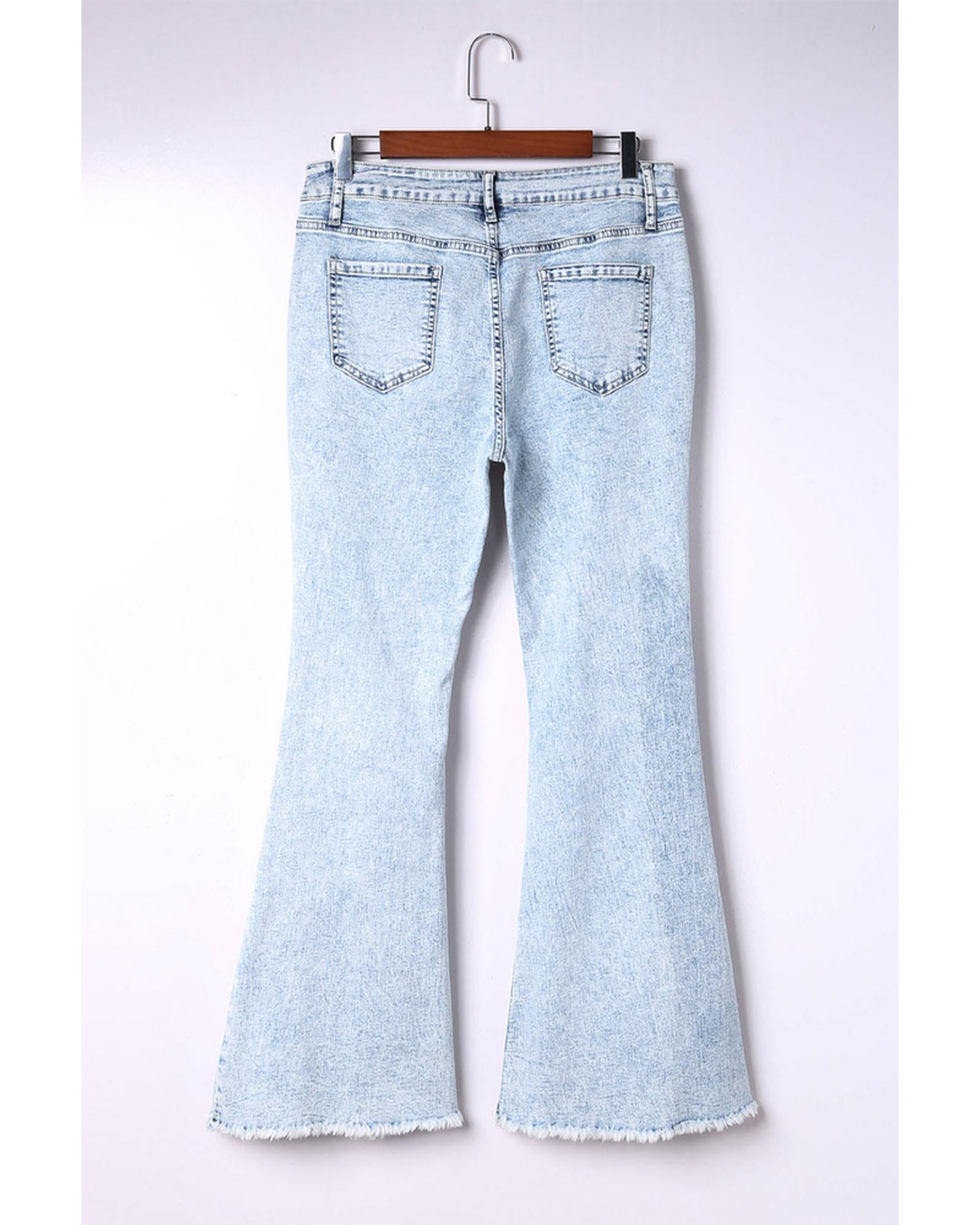 Azura Exchange Acid Wash Flare Jeans - 10 US