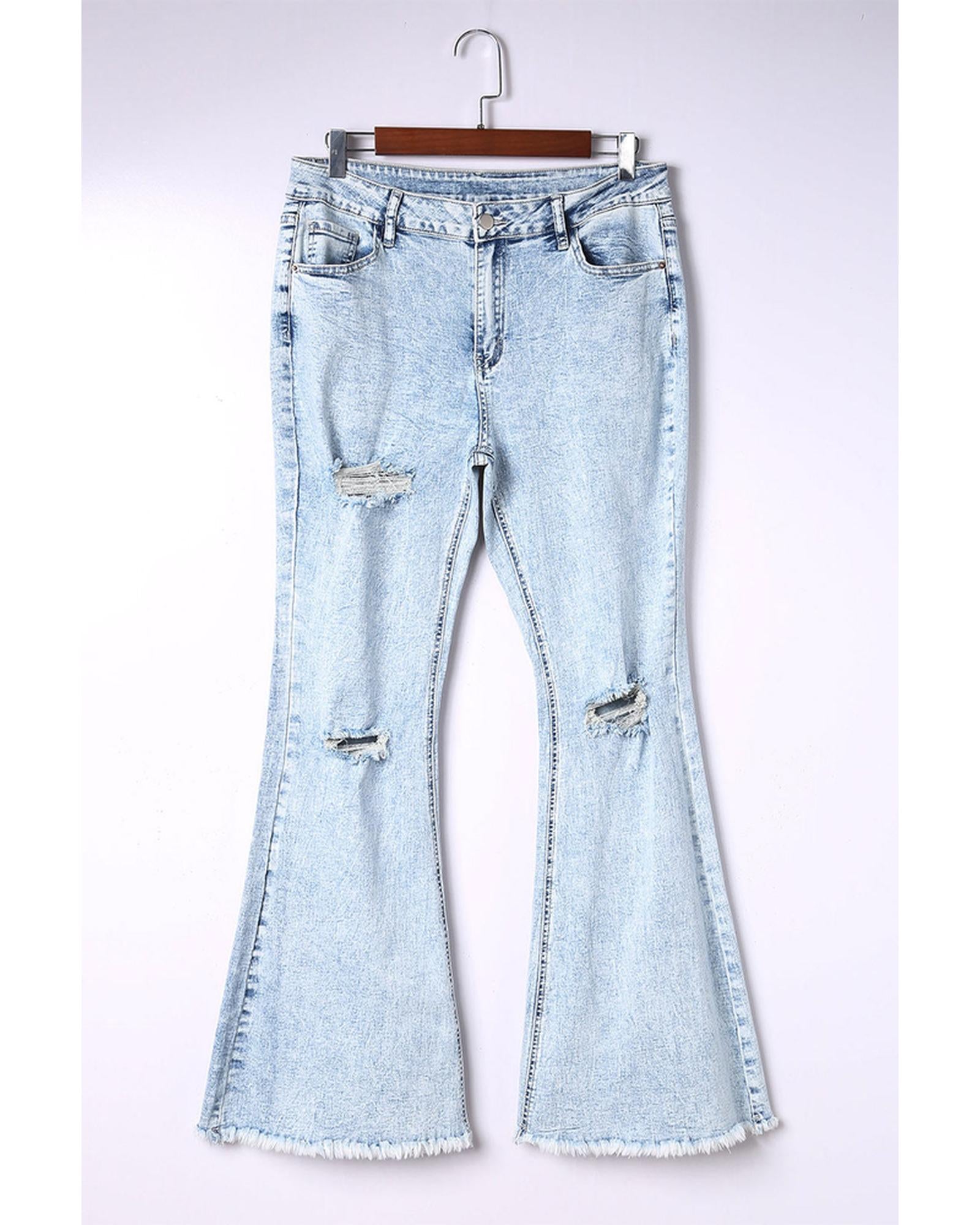 Azura Exchange Acid Wash Flare Jeans - 10 US