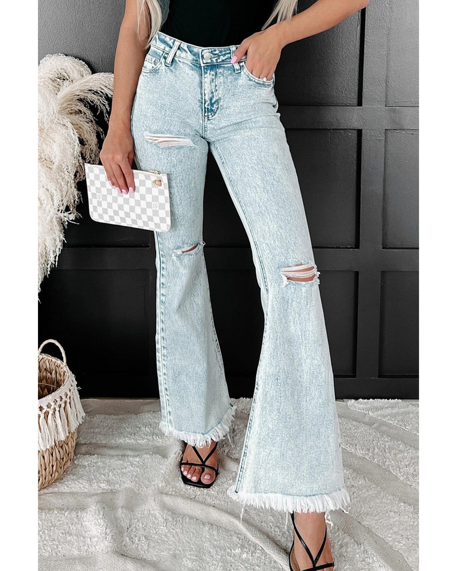 Azura Exchange Acid Wash Flare Jeans - 12 US