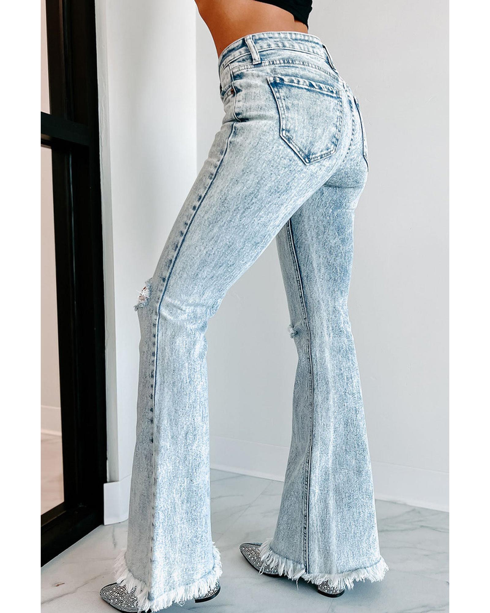 Azura Exchange Acid Wash Flare Jeans - 16 US