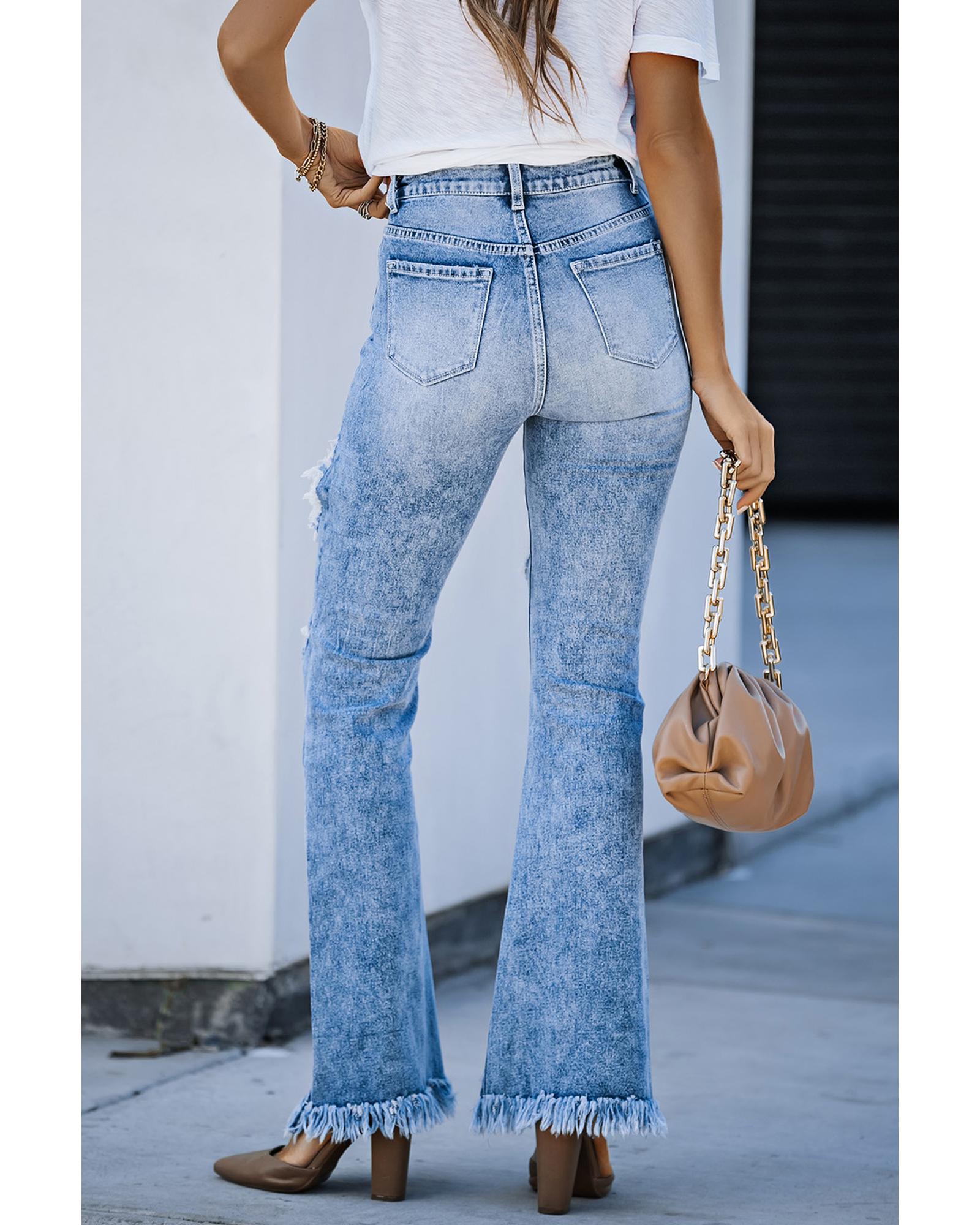 Azura Exchange Distressed Flare Leg Jeans - 12 US