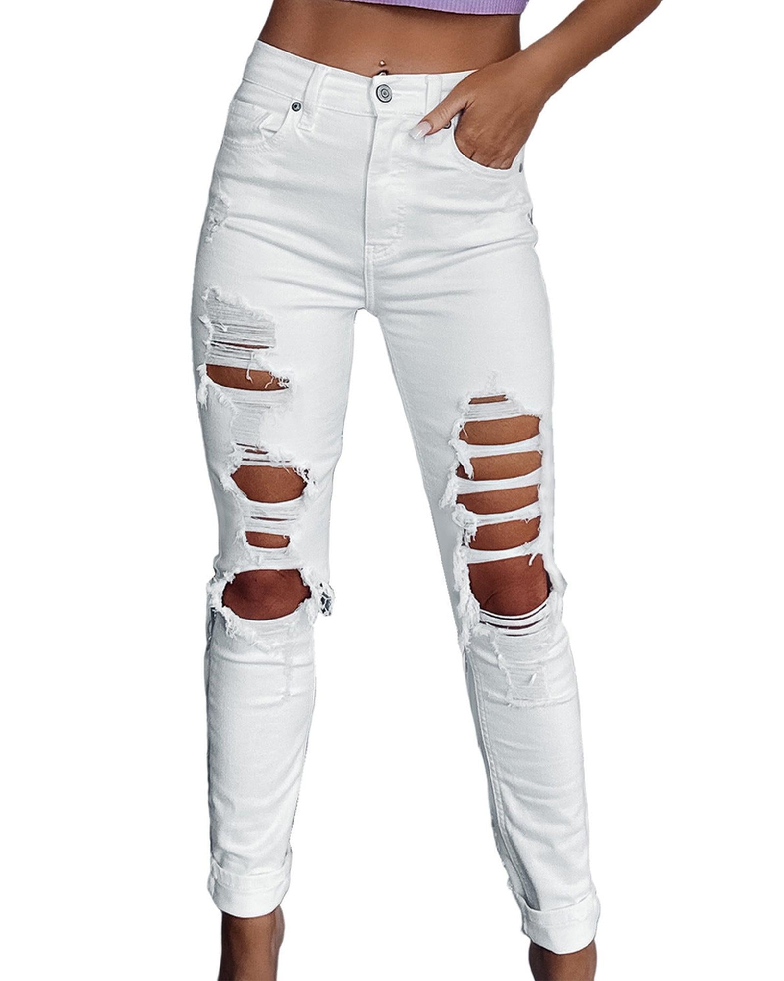 Azura Exchange High Waist Distressed Skinny Jeans - 14 US