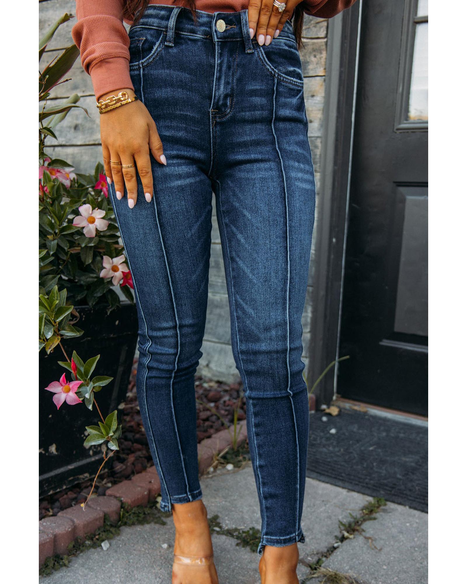 Azura Exchange Seamed High Waist Skinny Fit Jeans - 8 US